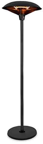 VONROC Riscaldatore a infrarossi da esterno 2000W con piedistallo. 3 livelli di calore. Radiazione a 360 gradi. Modello Eolo. Nero