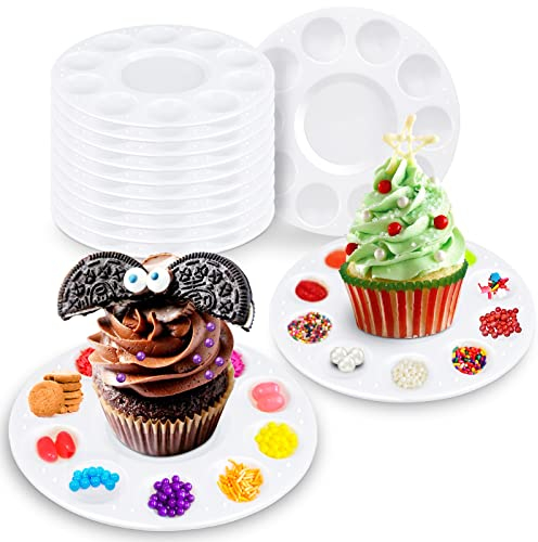 AIERSA Platos de decoración de Cupcakes para Fiestas Infantiles, Bandeja de decoración para Cupcakes con 10 pozos para chispas de Postre, Suministros de Fiesta de cumpleaños (Juego de 10)