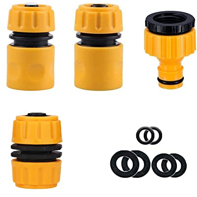 TOPWAYS Garden Hose Connector Set, Hose Repair and End Quick Connector, Hose Waterstop Connector, 2 in1 Threaded Tap Connector, Spares Kit Hose Attachments 4PCS