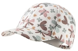 Sterntaler Basecap Schmetterling - Mädchen Schirmmütze aus Flammgarn Jersey mit allover Druck - Sommer Baseball Cap elastisch mit Gummizug - sportive Baby und Kinder Schirmkappe, ecru, Größe 49