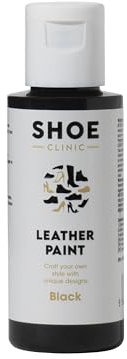 Shoe Clinic Leather Paint | Trainer, Sneaker, Shoes, Boots & Footwear Colour Painting | Quick Drying Vibrant Colours | Flexible & Permanent Shoe Paint | Scratch, Peel & Crack Resistant | (Black) 50ml