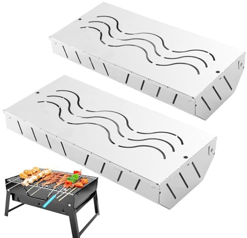 Lot de 2 boîtes de fumage pour barbecue - En acier inoxydable - Avec couvercle rabattable - Améliorez le goût du barbecue pour les amateurs de barbecue avec accessoires de barbecue