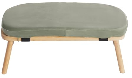 Ciounmb Panca da meditazione pieghevole con seduta imbottita, sgabello da yoga, seduta per meditazione profonda (colore legno + colore verde)