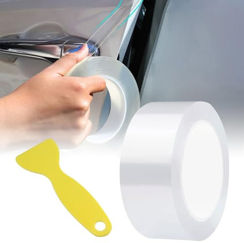 Pellicole Protettive per Vernici Auto,Fibra di Carbonio per Auto,Pellicola Adhesiva Protettiva,Protezione Bordo Autoadesiva Bordi Porta Adesivi (Trasparenza, 5cmx10m*1pc)