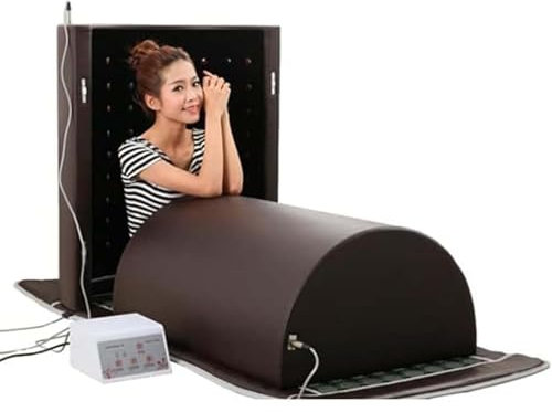 Cupola per Sauna a Infrarossi Lontani Pro Da 1200 W, Sauna a Infrarossi per Una Persona a Copertura Completa a 360 Gradi, Sauna per La Bellezza Di Home Sauna,Brown