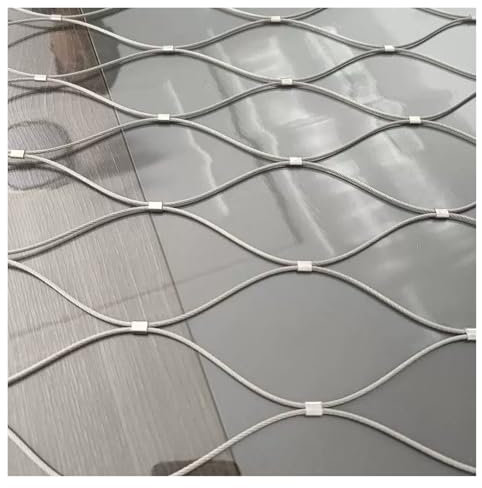 DTVEW Red de Cuerda de Acero Inoxidable, Malla de Seguridad Barandilla 10cm/1.5mm Malla de Relleno Extensible para Barandillas, Malla de Alambre para Jardín(1x1m)