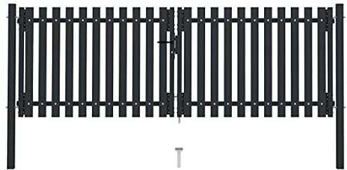 Cancello per Recinzione a Doppia Anta, in Acciaio Verniciato con Serratura, Design Moderno, Cancello Giardino Esterno, Portoncino Ingresso Esterno, per Giardino e Proprietà,Antracite, 306 x 125 cm