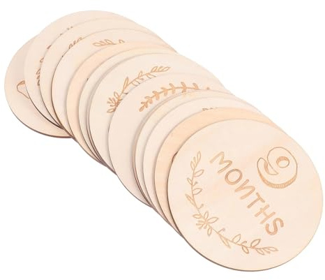 HEALSOPTHY 14pcs Wooden Monthly Cards Milestone Cards Photography Props for Months Newborn Essentials
