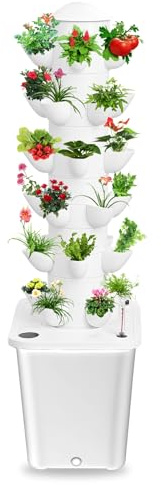 Chiusuet Sistema di coltivazione idroponica, kit di 30 piante da giardino verticale per interni, torre di coltivazione idroponica con serbatoio da 10 litri e livello dell'acqua visivo, kit di