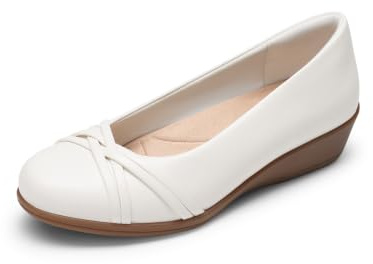 DREAM PAIRS Women's Low Wedges Closed Toe Dressy Flats,White,5