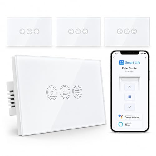 LoraTap Interruttore WiFi per tende, interruttore tattile, controllabile tramite app o voce tramite Alexa Echo e Google Home. Interruttore timer remoto per tapparelle da 600 W AC e tapparelle a motore