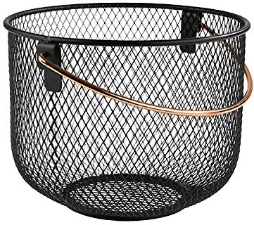 APS 30207 Brot - und Obstkorb, Metallkorb, schwarzer Korb mit Griff in Kupferoptik, Ø 21 cm, 16,5 cm Höhe