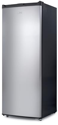 Commercial Cool Upright Freezer, Stand Up Freezer 6 Cu Ft with Reversible Door, Black with VCM Door