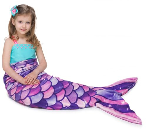 WERNNSAI Mermaid Tail Blanket Dreamy Purple Blanket for Birthday Gift