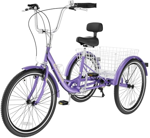 LILYPELLE Adult Tricycles 7 Speed, 3 Wheel Bikes Adult Trikes 20/24/26 inch, Three-Wheeled Bicycles Cruise Trike with Shopping Basket for Seniors, Women, Men