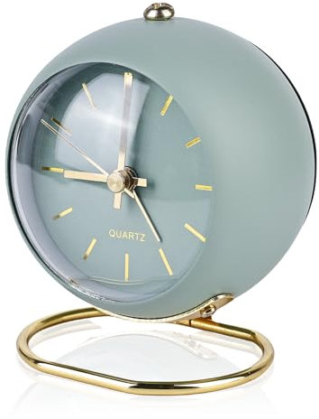 Sporgo Wecker Analog Ohne Ticken: Uhren Wecker Retro Wecker Analog mit 1 Nachtlicht Tischuhr Vintage Geräuschlos, Tischuhr Analog Uhr zum Hinstellen Batteriebetrieben, für Büro, Reisen, Wohnzimmer