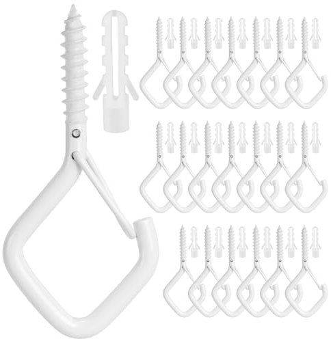 Gancio Soffitto,Gancio Muro,20PCS 2.2x0.98in Bianco Occhielli a Vite,Ganci a Soffitto a Vite per Catene Luminose,Gancio Avvitabile per Campanelle Lanterne Catene Luminose Decorazioni Natalizie