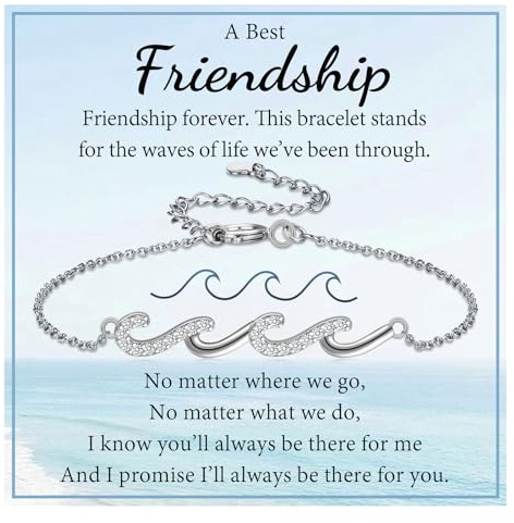 KORAS Friendship Bracelet, Wave Charm Bracelet Friendship Gifts for Women Girls, Gifts for Best Friends Birthday Christmas Graduation