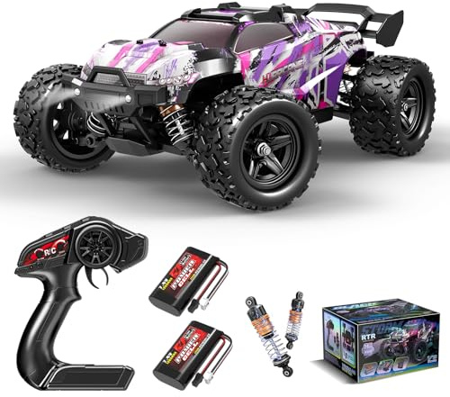Voiture Télécommandée Fille 1:18 4x4 40 km/h, RC Car Compacte avec 2 Batteries 1200mAh, Voiture Radiocommandée Tout Terrain Extérieure pour Filles de 8 à 14 Ans