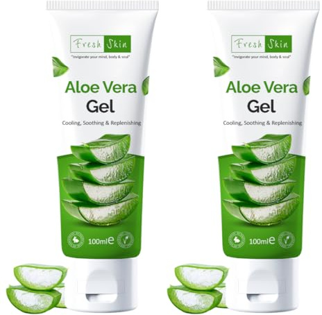 Aloe Vera Gel Tube 100ml (Pack of 2) - 99% Naturally Bio-Active Aloe Vera - Cruelty-Free and Vegan - Cooling, Soothing and Moisturising for All Skin Types