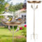 Vogeltränke Stehend 82x30.5x30.5cm Vintage Freistehende Vogelbad für Draußen,Dekorative Metall Vogeltränke Futterschalen mit stabilen Upgrades Pfahl,Abnehmbare Vogelfutterspender(Doppelter Vogel)