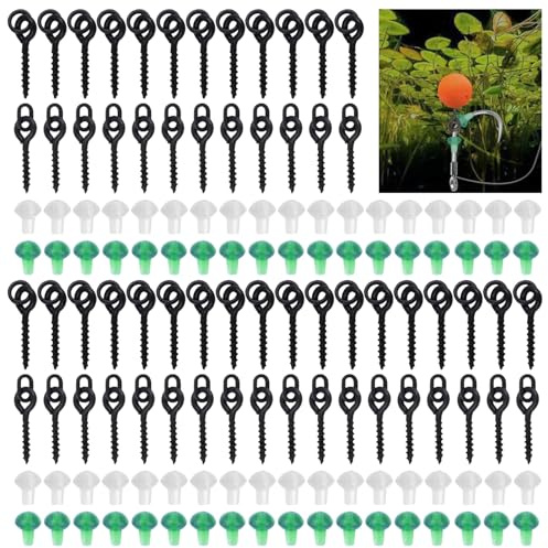 Tornillos para Cebo de Pesca Gancho para Cuentas de Goma Gancho para Carpa para Pescar Set de Accesorios de Pesca 100 Tornillos para Cebo y 100 Puntas de Seguridad