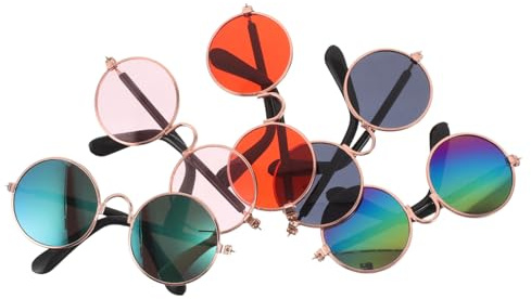 TOYANDONA 5pairs Retro Pet Glasses for Cat and Small Breed Dog Funny Cosplay Eyewear for Photo Props and Pet Costume Accessories