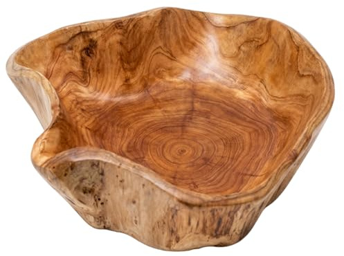 Hperu Cuenco de madera - Cuenco decorativo de madera Plato de hecho a mano único Bandeja de vintage para mostrador de cocina Fruta Bocadillo Pan sándwich 9, 84-11, 42 pulgadas de diámetro