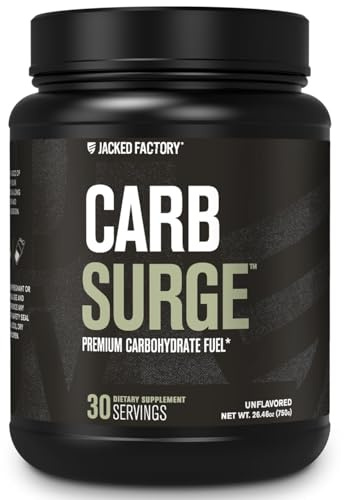 Jacked Factory Carb Surge - Premium Carbohydrate Powder with Carb10 Pea Starch & Cluster Dextrin for Fast-Acting Intra Workout Carbs & Increased Energy - 30 Servings, Unflavored