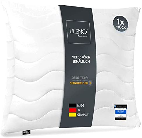LILENO HOME Kissen 50x50 (1er Set) – 95 °C waschbar, Oeko-Tex & Made in DE – Allergiker Kopfkissen 50x50 anpassbar für himmlischen Schlaf – Haut schmeichelndes & geruchsfreies Pillow