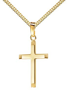 JEVELION Kreuzanhänger 750 Gold 18 Karat, Kreuz-Kette 55 cm, Religiös, Unisex, Taufgeschenk