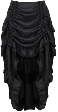 Grebrafan Steampunk Skirt for Corset Women Show Girl Pirate Skirts Party Clubwear Vintage (UK(8-10) M, Black)