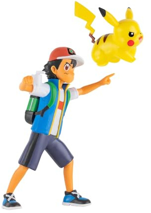 Pokémon Personaggi Ash & Pikachu – 11 cm- Giochi Nuovo 2022 – Figurine Action Figure - Licenza Ufficiale Giocattoli