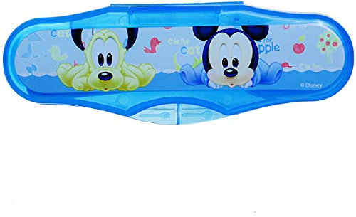 alles-meine.de GmbH kleine Besteckbox - - Mickey Mouse - BPA frei rostfrei - Besteck - Kinderbesteck - Besteckdose mit Deckel - unterwegs Garten Camping - für Kinder + Baby/E..