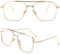 Retro Vintage Sunglasses Tony Stark Glasses Square Metal Frame for Men Women Goggle Classic Alloy Frame (Transparent Frame Clear Lens)