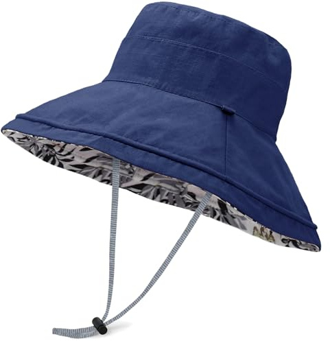 MESU Women Bucket Hat UV Sun Protection Wide Brim Fishing Cap Foldable Floppy Sun Hat, Reversible Double-Side Wear