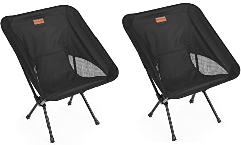 Rainberg Lot de 2 chaises de Camping Ultra légères, chaises de Camping Pliantes pour Adultes, chaises de Jardin, de Pique-Nique, de Barbecue - Noir