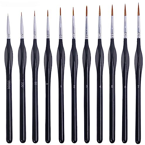 Set di pennelli per pittura 11 pezzi, Pennelli per Dettagli Fini, pennelli per modellismo acrilico ad acquerello, acrilico, acquerello, olio, pittura con numeri, modello in miniatura, nail art