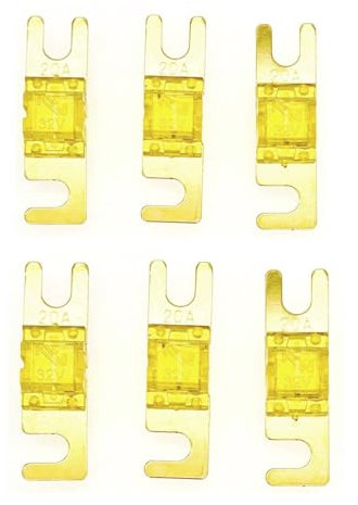 JZK Lot de 6 mini fusibles ANL 20 A pour systèmes audio vidéo automobiles et marins – Composants de fusibles électroniques essentiels