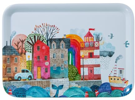 DRW Bandeja Rectangular de melamina con un Paisaje 28x39x2 cm