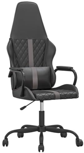 vidaXL Gaming Stuhl Höhenverstellbar Drehbar Chefsessel Bürostuhl Drehstuhl Sportsitz Bürosessel Schreibtischstuhl Schwarz Grau Kunstleder