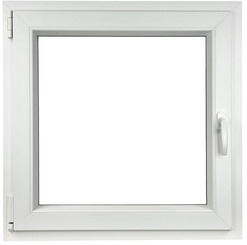 ALUCON Fenster 700x700 mm – Kunststofffenster 70x70 cm – Flügelfenster Innen Weiß/Außen Weiß – DIN Links