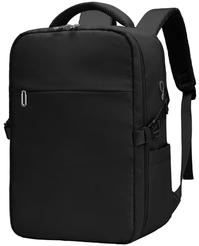 ZHXX Mochila Viaje Cabina Avion 40x30x20,Mochila Ryanair 40x30x20 | Mochila Cabina con Compartimento para Portátil 14 Pulgadas y Bolsillo Húmedo Independiente,Negro Clásico