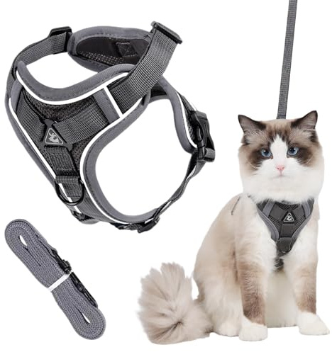 Cat Kitten Harness and Leash Set, Adjustable Reflective Escape Proof Vest M