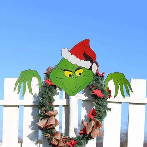 Peeps Festive Fence Yard Sign, Outdoor Garden Decoration - Cute Fence Decorations, Funny Quirky Yard Inserts, Christmas Character