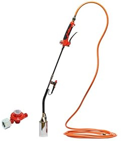 ROTHENBERGER Industrial 2teiliger Anwärmbrenner Piezo inkl. 5 m Propangasschlauch & Propan Konstantregler 4 bar | Piezo | Unkrautvernichter | Brenner | Gasbrenner | Abflammgerät | Bitumen