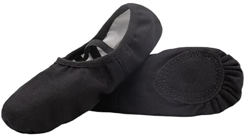 Ballet Shoes for Girls Ballet Slippers Canvas Ballet Dance Shoes for Toddler/Little Kid/Big Kid Black 3M
