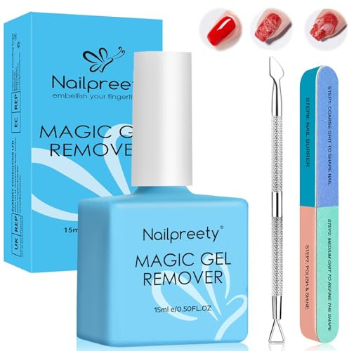 15ml Quitaesmalte Gel,Removedor Esmalte Semipermanente, Quitaesmalte De Gel Para UñAs En,Quita Esmalte Semipermanentes Para UñAs con Empujador de Cutícula y Lima de Uñas