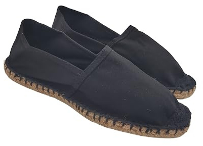 Espadrillas Uomo e Donna in Tela, Scarpe Estive Slip On, Classiche Espadrilles Basse Fondo in Gomma (Nero, Sistema Taglie Calzature EU, Adulto, Donna, Numero, Media, 37)