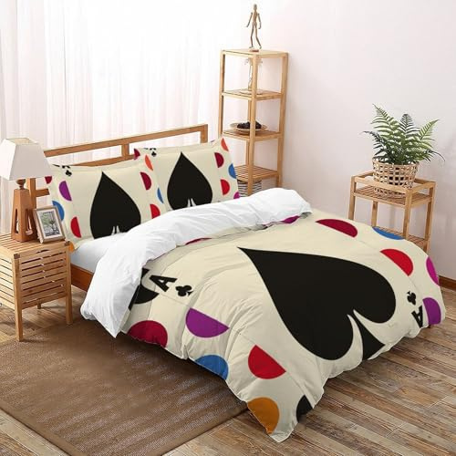Ace de Spades Juego De Ropa De Cama Microfibra Arte Funda De Edredón 3 Piezas Suave Antialérgica Cama Individual 2 Fundas De Almohada King（220x240cm）